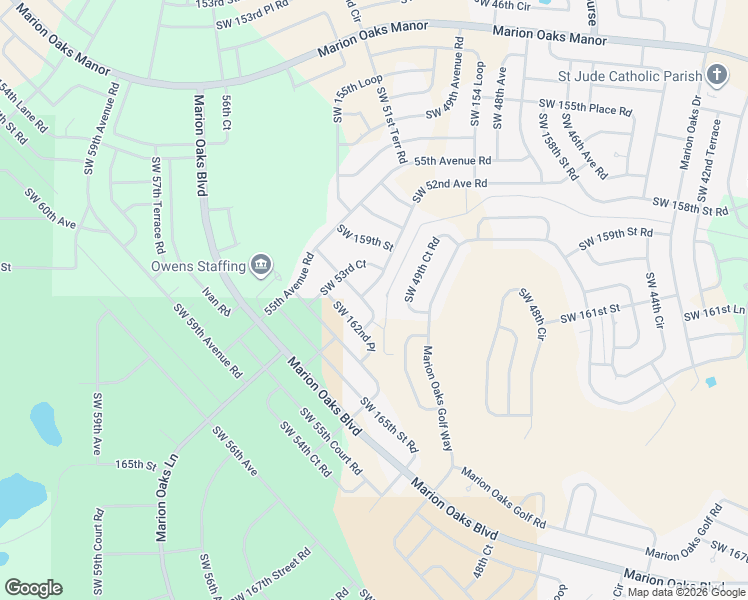 map of restaurants, bars, coffee shops, grocery stores, and more near 16030 Southwest 52nd Avenue Road in Ocala