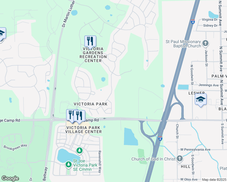 map of restaurants, bars, coffee shops, grocery stores, and more near 526 Heron Point Way in DeLand