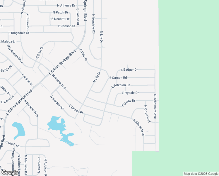 map of restaurants, bars, coffee shops, grocery stores, and more near 1486 East Carson Road in Citrus Springs