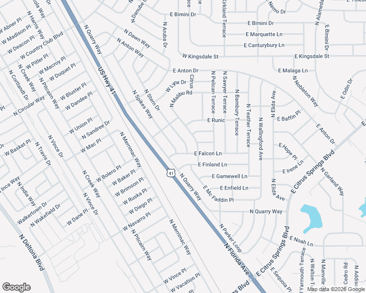 map of restaurants, bars, coffee shops, grocery stores, and more near 8599 North Stern Drive in Citrus Springs
