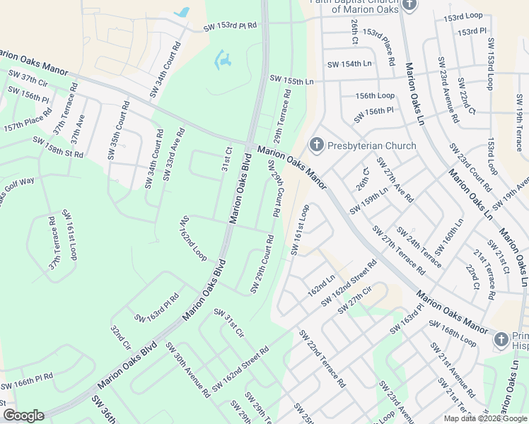 map of restaurants, bars, coffee shops, grocery stores, and more near Southwest 29th Terrace in Ocala