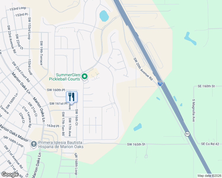 map of restaurants, bars, coffee shops, grocery stores, and more near 16014 Southwest 14th Avenue Road in Ocala
