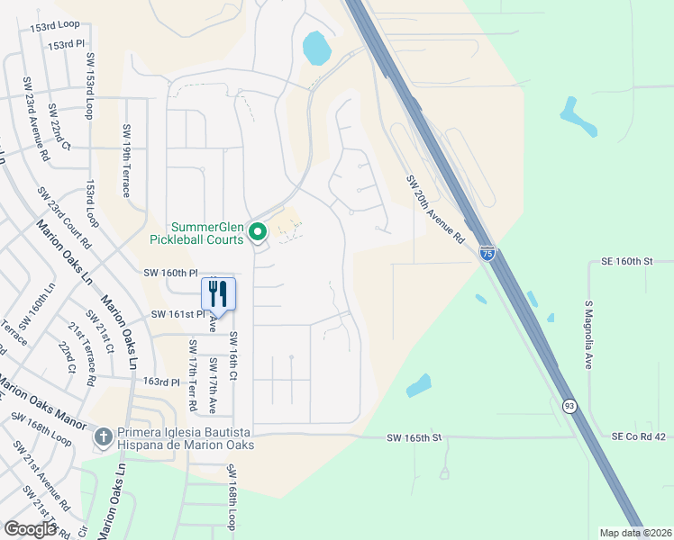 map of restaurants, bars, coffee shops, grocery stores, and more near 16014 Southwest 14th Avenue Road in Ocala