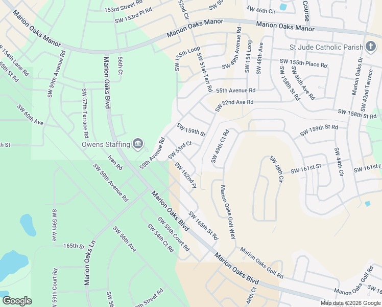 map of restaurants, bars, coffee shops, grocery stores, and more near 16030 Southwest 52nd Avenue Road in Ocala