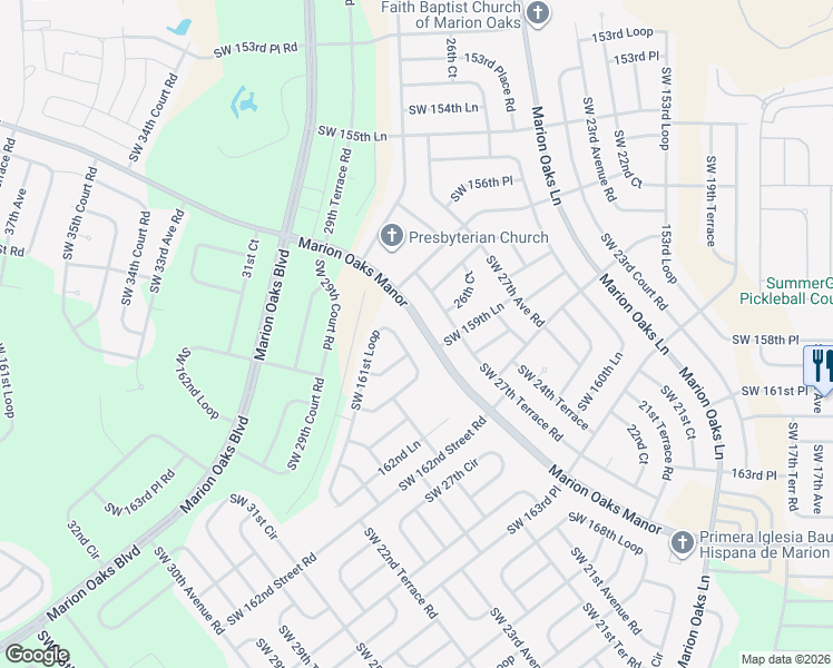 map of restaurants, bars, coffee shops, grocery stores, and more near 256 Marion Oaks Manor in Ocala