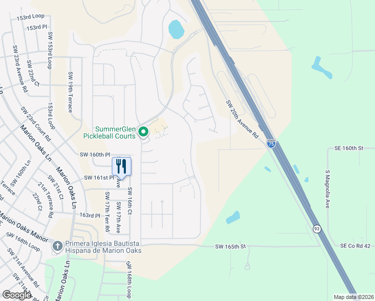 map of restaurants, bars, coffee shops, grocery stores, and more near 16014 Southwest 14th Avenue Road in Ocala