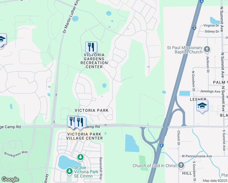 map of restaurants, bars, coffee shops, grocery stores, and more near 526 Heron Point Way in DeLand