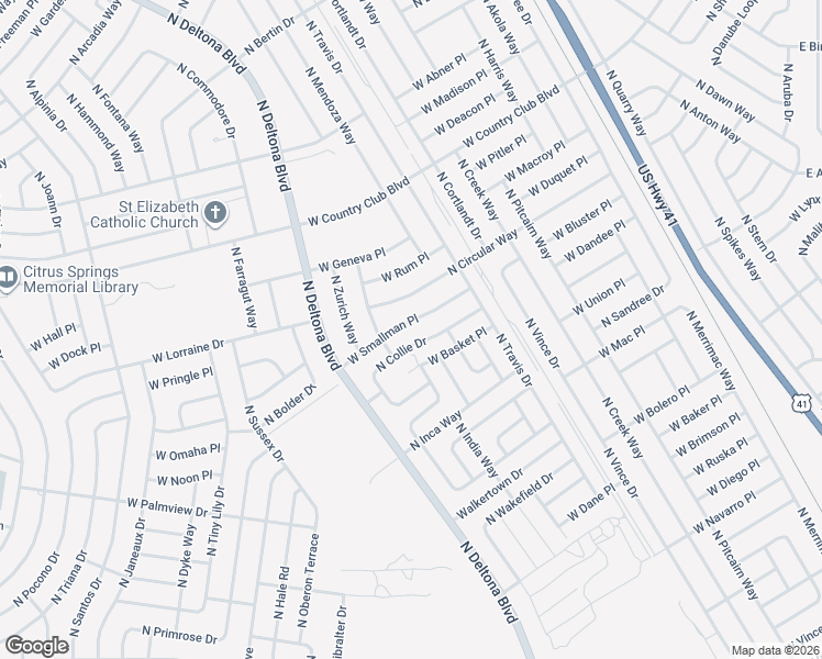 map of restaurants, bars, coffee shops, grocery stores, and more near 936 West Smallman Place in Citrus Springs