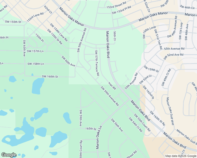 map of restaurants, bars, coffee shops, grocery stores, and more near 16009 Southwest 57th Terrace Road in Ocala