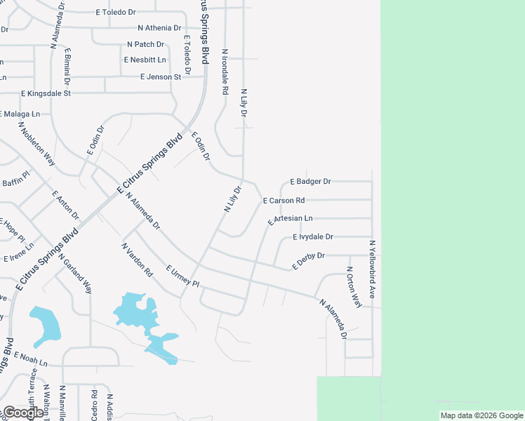 map of restaurants, bars, coffee shops, grocery stores, and more near 1486 East Carson Road in Citrus Springs
