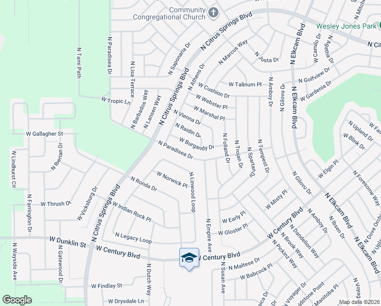 map of restaurants, bars, coffee shops, grocery stores, and more near 8672 North Paradisea Drive in Citrus Springs