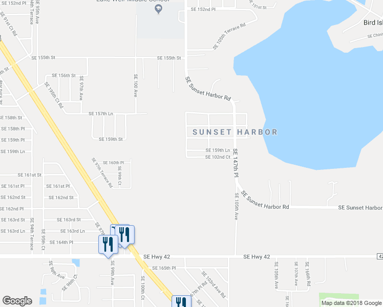 map of restaurants, bars, coffee shops, grocery stores, and more near 10280 Southeast 159th Lane in Summerfield