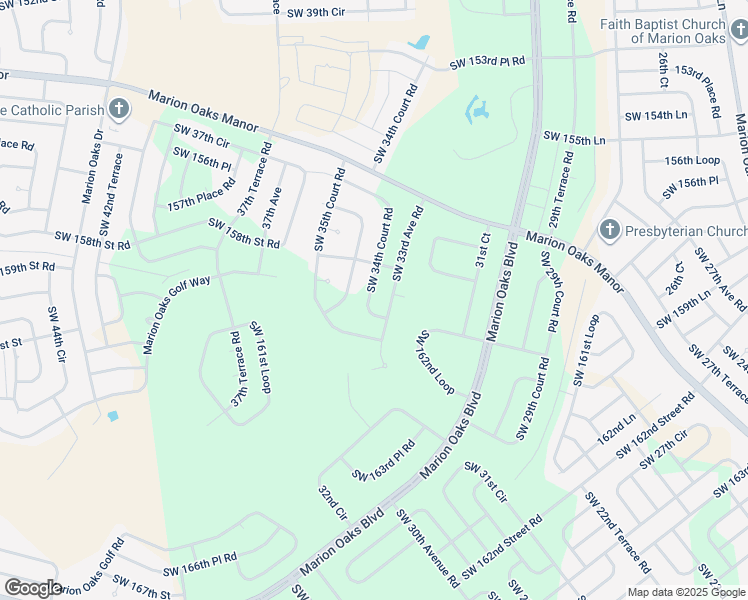 map of restaurants, bars, coffee shops, grocery stores, and more near 16045 Southwest 34th Court Road in Ocala