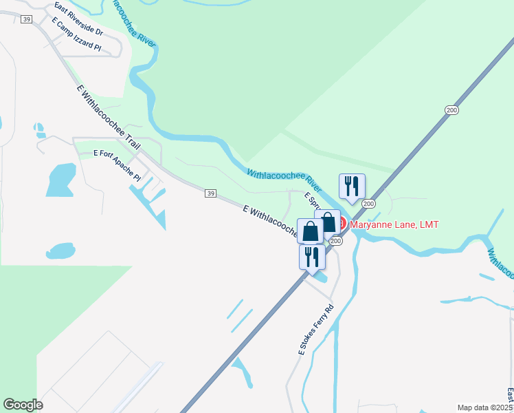 map of restaurants, bars, coffee shops, grocery stores, and more near 4735 East Withlacoochee Trail in Dunnellon