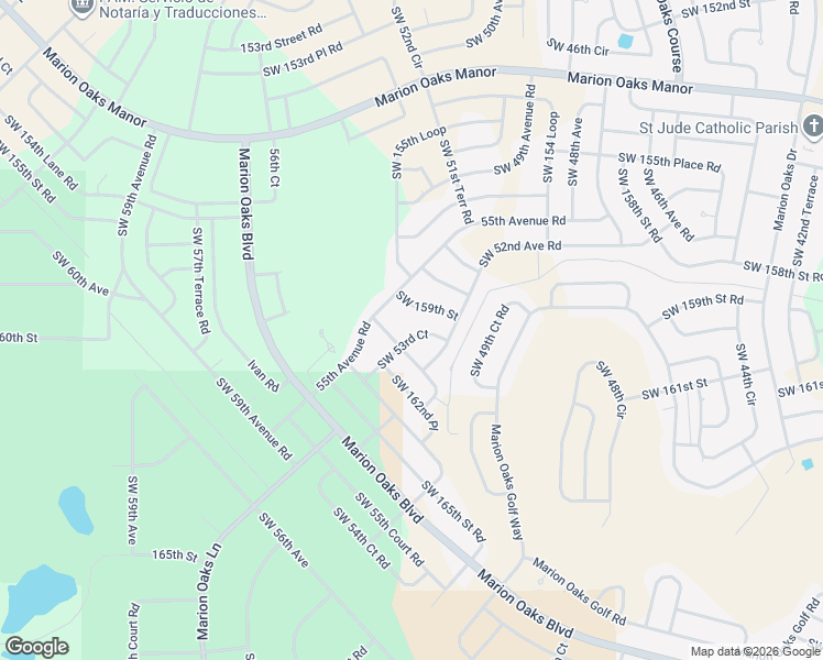map of restaurants, bars, coffee shops, grocery stores, and more near 5230 Southwest 159th Street in Ocala
