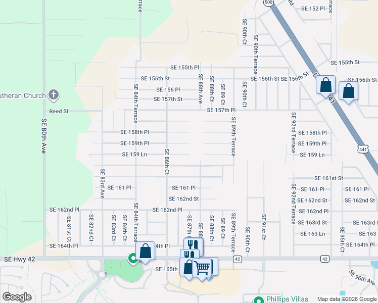 map of restaurants, bars, coffee shops, grocery stores, and more near 8752 Southeast 159th Place in Summerfield