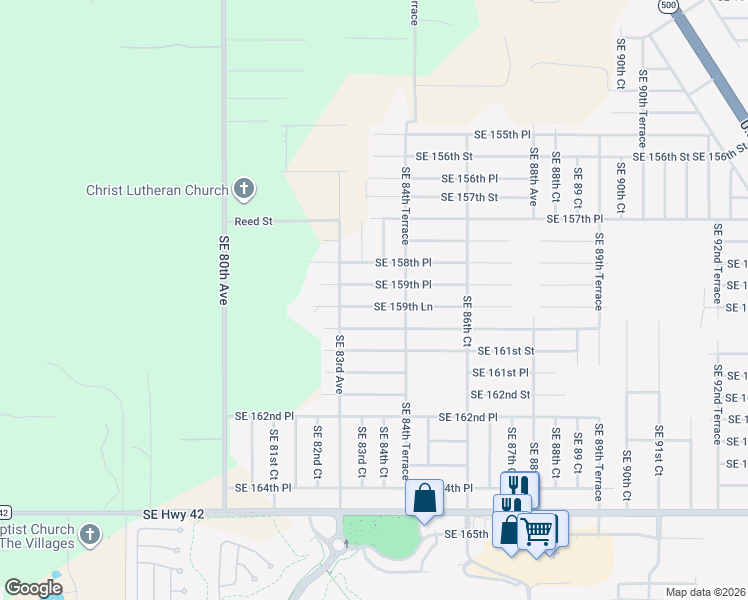 map of restaurants, bars, coffee shops, grocery stores, and more near Southeast 159th Place in Summerfield
