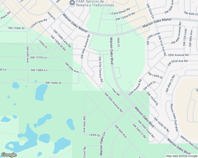 map of restaurants, bars, coffee shops, grocery stores, and more near 15907 Southwest 58th Terrace in Ocala