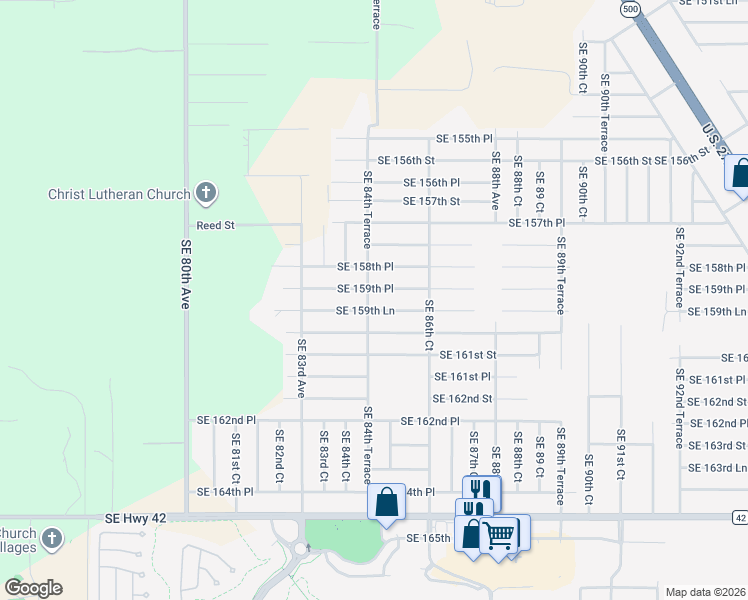 map of restaurants, bars, coffee shops, grocery stores, and more near 8485 Southeast 159th Place in Summerfield