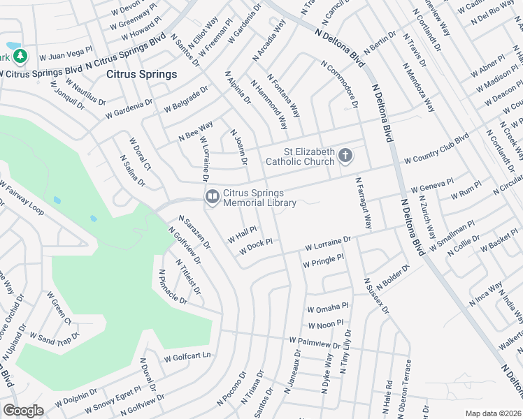 map of restaurants, bars, coffee shops, grocery stores, and more near 8726 N Cinder Way in Citrus Springs