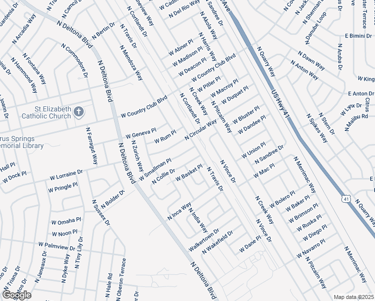 map of restaurants, bars, coffee shops, grocery stores, and more near 829 West Smallman Place in Citrus Springs