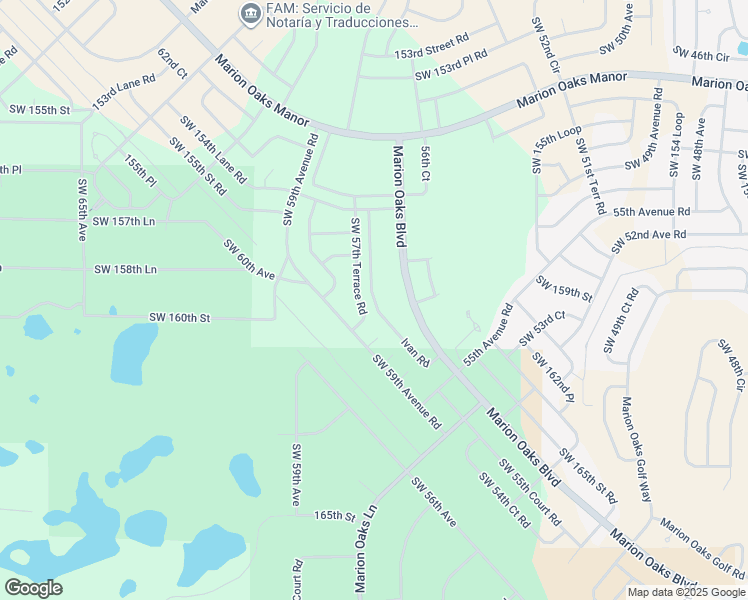 map of restaurants, bars, coffee shops, grocery stores, and more near Ivan Road in Marion County