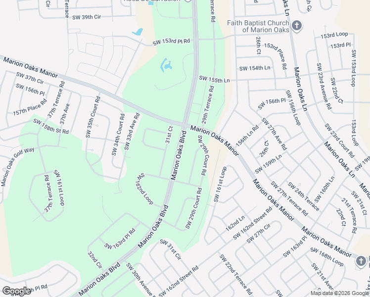 map of restaurants, bars, coffee shops, grocery stores, and more near 15940 Southwest 29th Court Road in Ocala