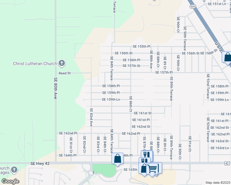map of restaurants, bars, coffee shops, grocery stores, and more near 8485 Southeast 159th Place in Summerfield