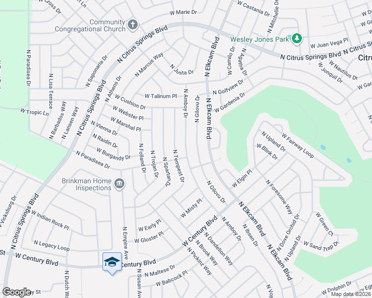 map of restaurants, bars, coffee shops, grocery stores, and more near 8764 North Amboy Drive in Citrus Springs