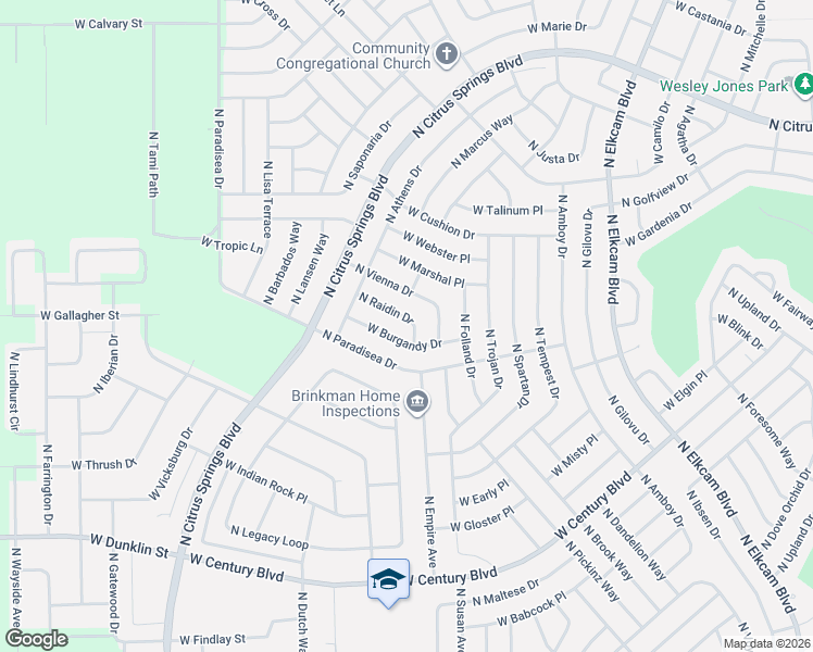 map of restaurants, bars, coffee shops, grocery stores, and more near 8798 North Raidin Drive in Citrus Springs