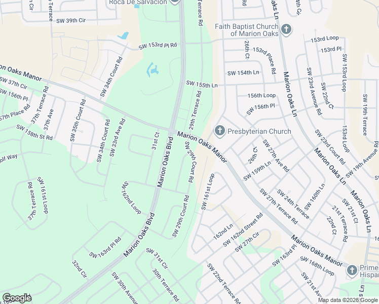 map of restaurants, bars, coffee shops, grocery stores, and more near Southwest 29th Terrace in Ocala