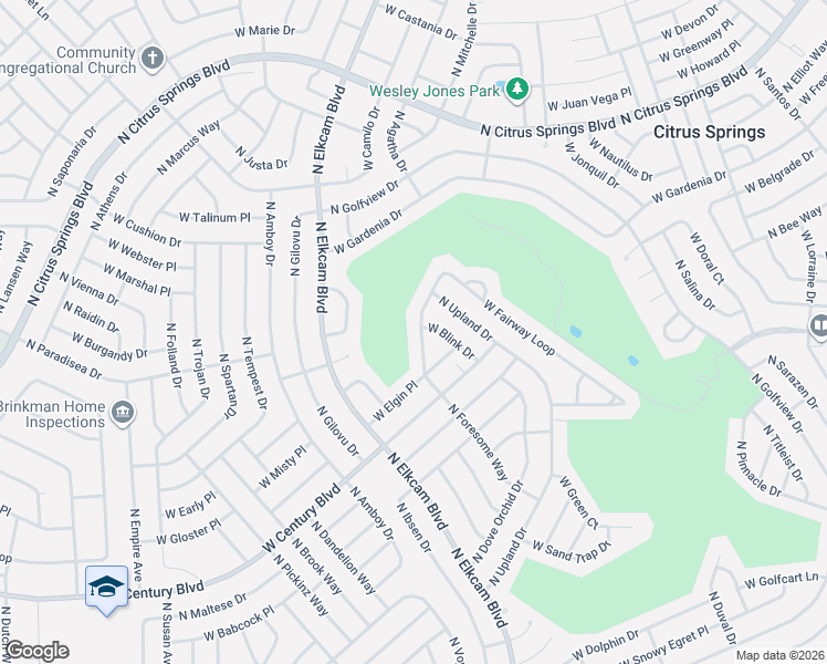 map of restaurants, bars, coffee shops, grocery stores, and more near 2835 West Fairway Loop in Citrus Springs