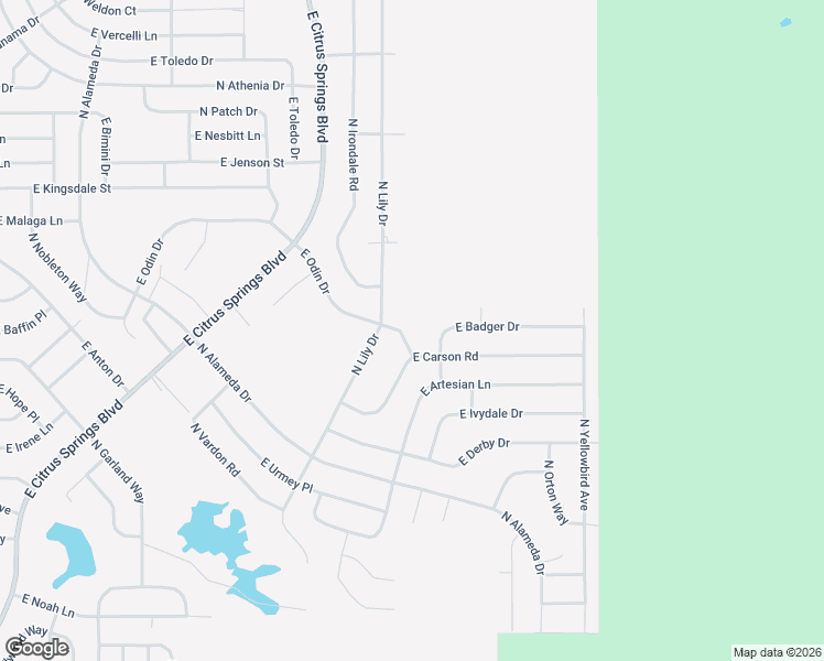 map of restaurants, bars, coffee shops, grocery stores, and more near 1446 East Odin Drive in Citrus Springs