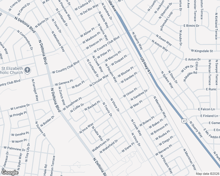 map of restaurants, bars, coffee shops, grocery stores, and more near 8722 North Creek Way in Citrus Springs