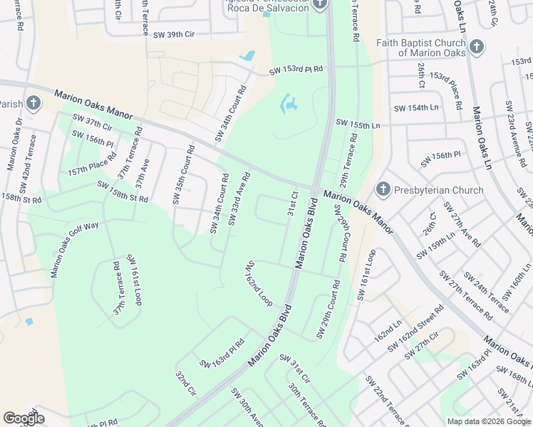 map of restaurants, bars, coffee shops, grocery stores, and more near 13822-13900 Southwest 158th Loop in Ocala