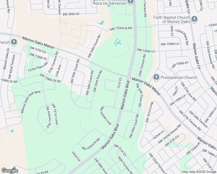 map of restaurants, bars, coffee shops, grocery stores, and more near 13822-13900 Southwest 158th Loop in Ocala