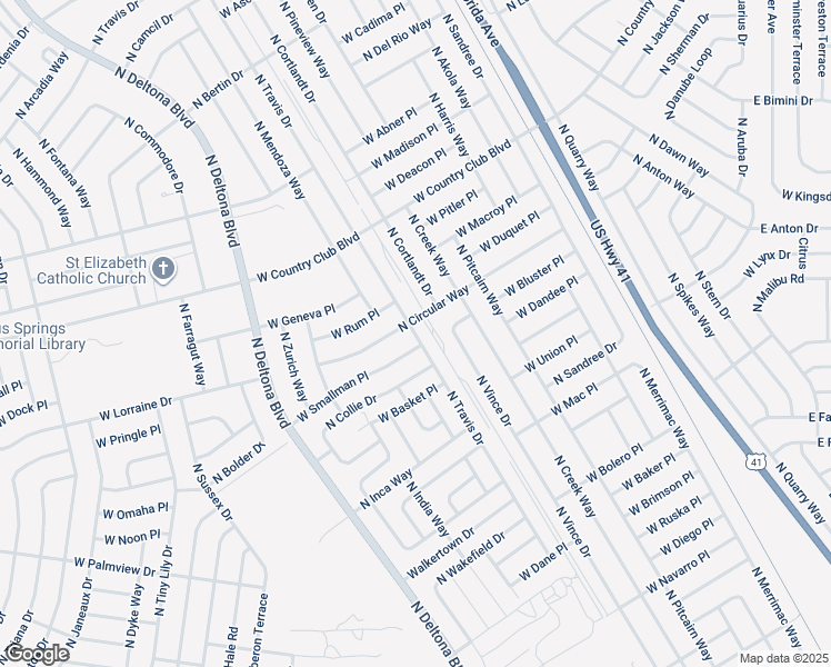 map of restaurants, bars, coffee shops, grocery stores, and more near 829 West Smallman Place in Citrus Springs