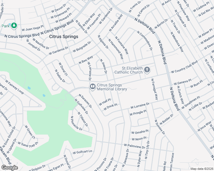 map of restaurants, bars, coffee shops, grocery stores, and more near 1751 West Country Club Boulevard in Citrus Springs