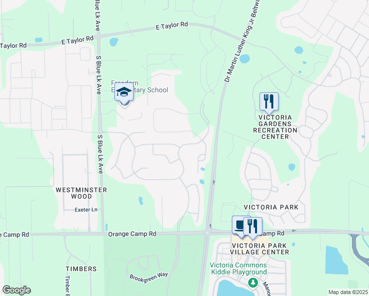 map of restaurants, bars, coffee shops, grocery stores, and more near 401 East Victoria Trails Boulevard in DeLand