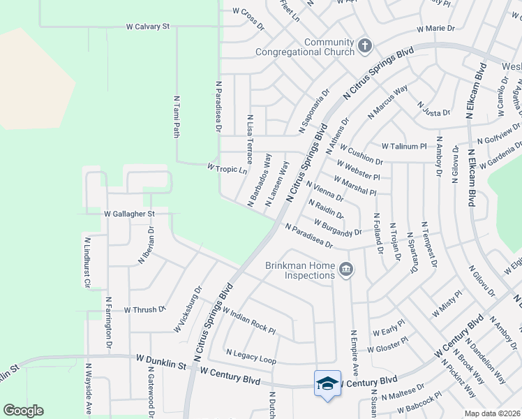map of restaurants, bars, coffee shops, grocery stores, and more near 8788 North Paradisea Drive in Citrus Springs