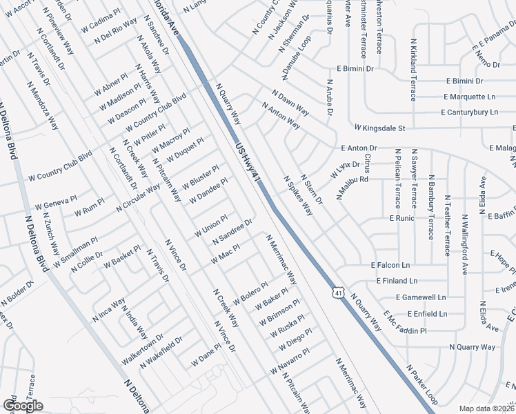 map of restaurants, bars, coffee shops, grocery stores, and more near 8767 North Sandree Drive in Citrus Springs