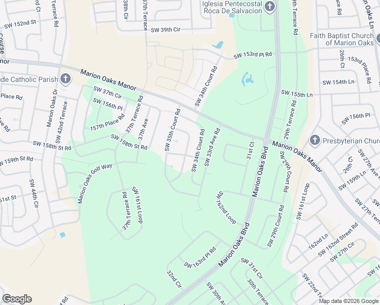 map of restaurants, bars, coffee shops, grocery stores, and more near 3543 158th Lane in Ocala
