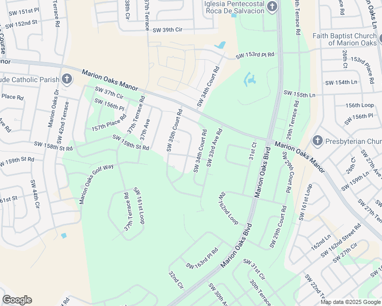 map of restaurants, bars, coffee shops, grocery stores, and more near 3543 158th Lane in Ocala