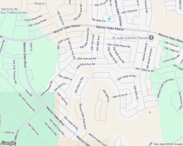 map of restaurants, bars, coffee shops, grocery stores, and more near 2677-16055 Southwest 52nd Avenue Road in Ocala