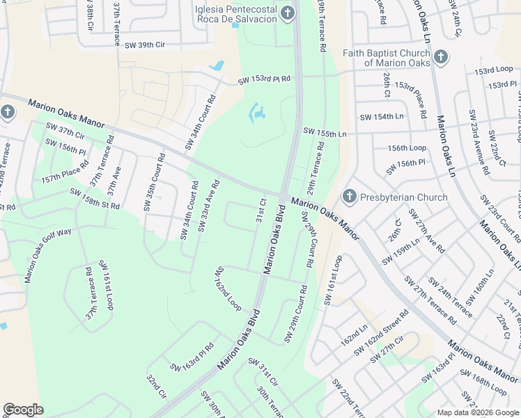 map of restaurants, bars, coffee shops, grocery stores, and more near 13822 Southwest 158th Loop in Ocala