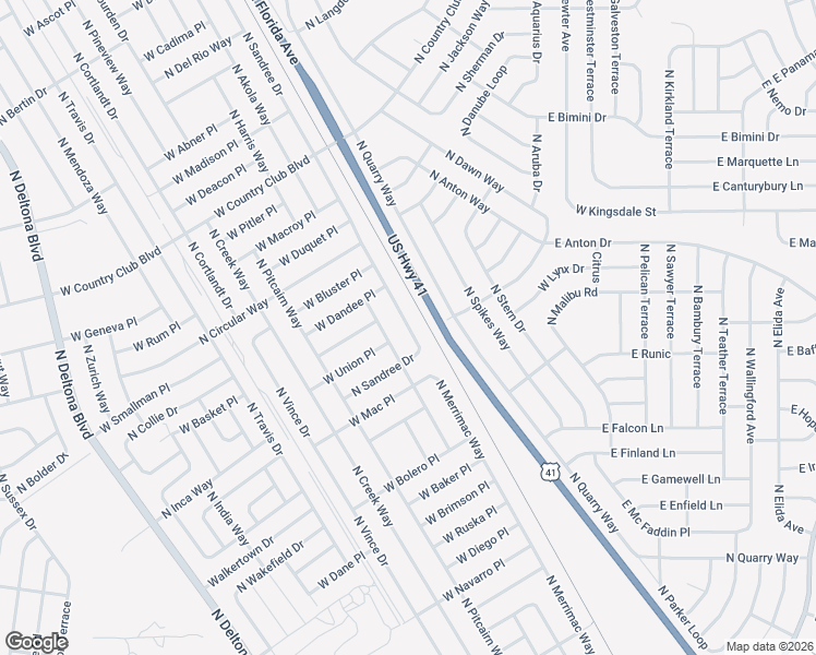 map of restaurants, bars, coffee shops, grocery stores, and more near 8767 North Sandree Drive in Citrus Springs