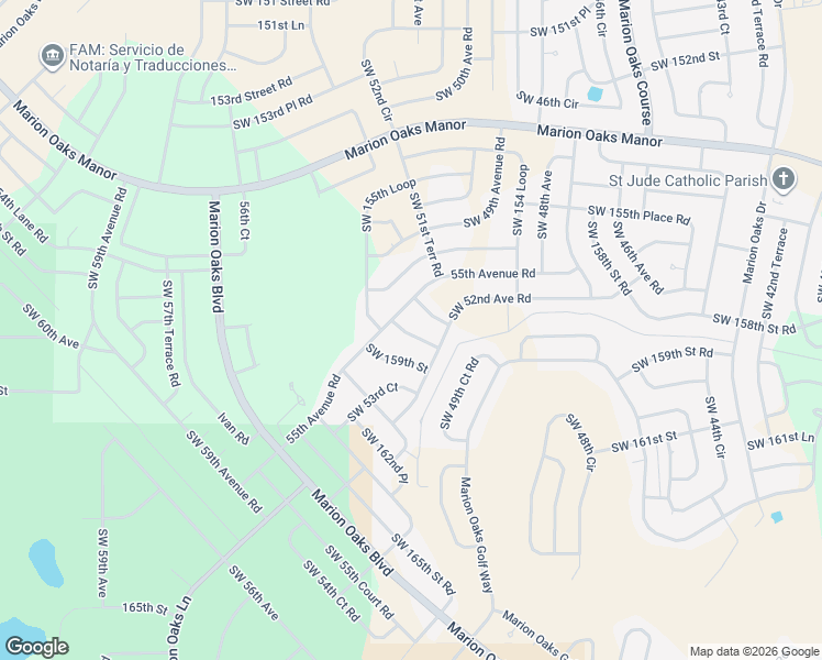 map of restaurants, bars, coffee shops, grocery stores, and more near 5140 Southwest 158th Street in Ocala