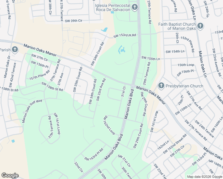 map of restaurants, bars, coffee shops, grocery stores, and more near 13837-13901 Southwest 158th Loop in Ocala