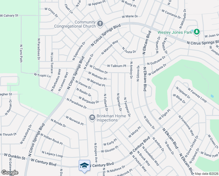 map of restaurants, bars, coffee shops, grocery stores, and more near 8854 North Trojan Drive in Citrus Springs