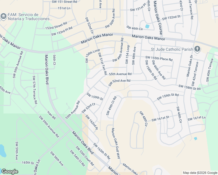 map of restaurants, bars, coffee shops, grocery stores, and more near 16055 Southwest 52nd Ave Road in Ocala